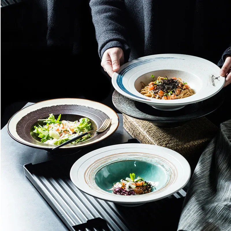 

Japanese Creative Straw Hat Dinner Plate Ceramic Deep Plate Large Soup Plates Personality Hotel Dish Home Pasta Dishes Tableware