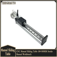 cnc manual sliding table ballscrew sfu120416051610 100500mm stroke manual workbench linear guide rod optical axis stage
