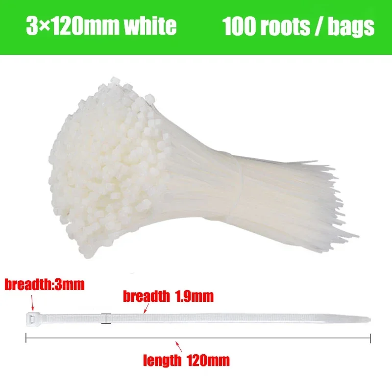 

Нейлоновые кабельные стяжки 3*200, черные и белые, 100 шт