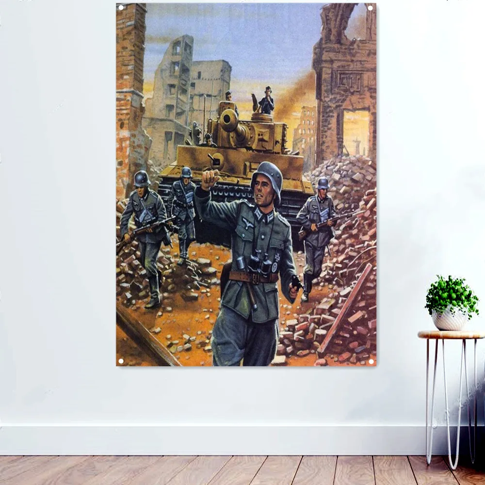 

Императорский Танк пехота вермахт солдат баннер подвесной флаг времен Второй мировой войны художественные плакаты принты настенная живоп...