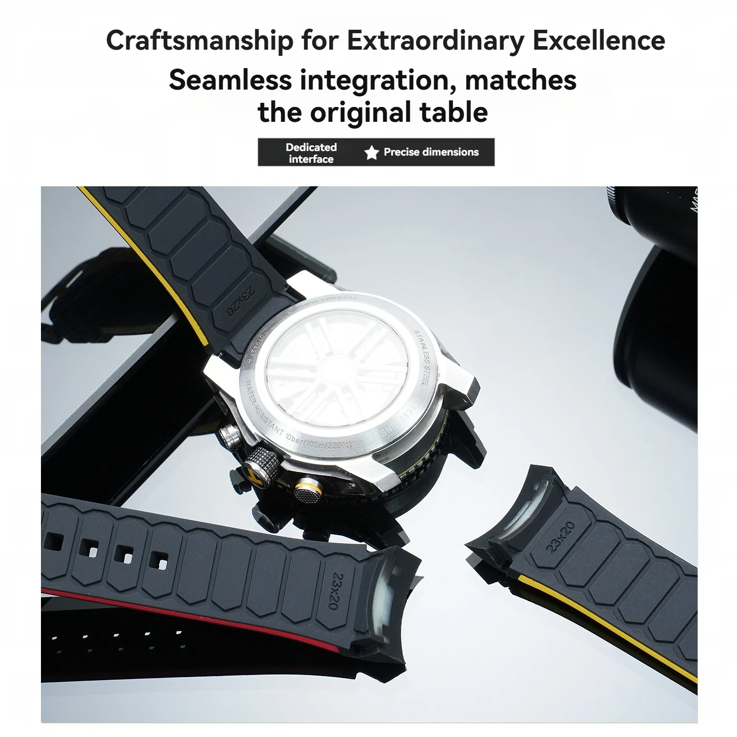 Фото Подходит для часов Tissot1853 серии Lichi T079 427A с силиконовым ремешком, мужские сменные аксессуары, 23 мм. №4