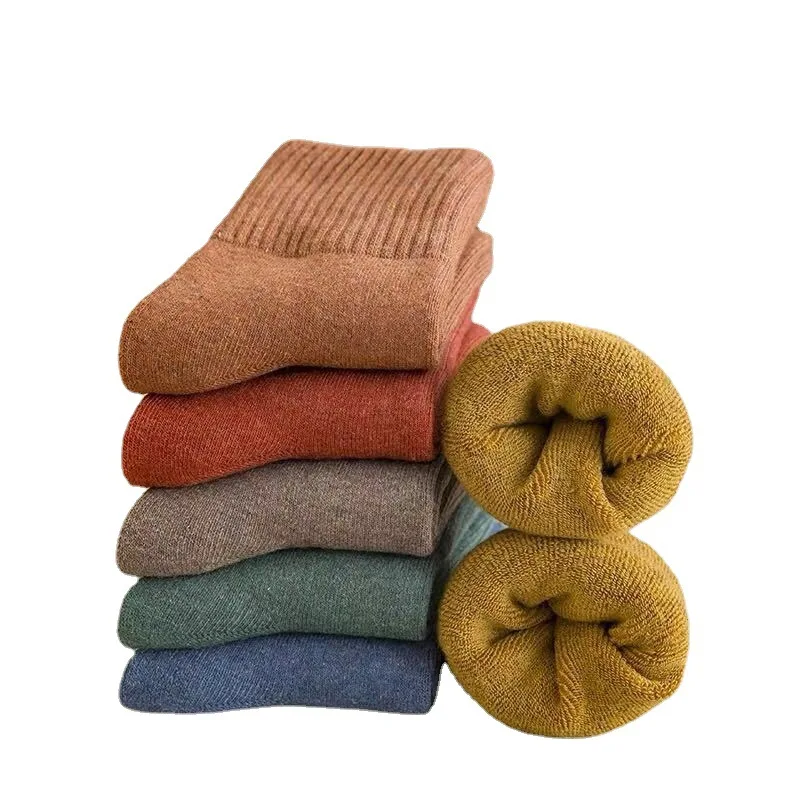 

Socks ladies autumn and winter plus velvet thick loop socks solid color warm tube socks sleep socks Socks Women's Winter Socks