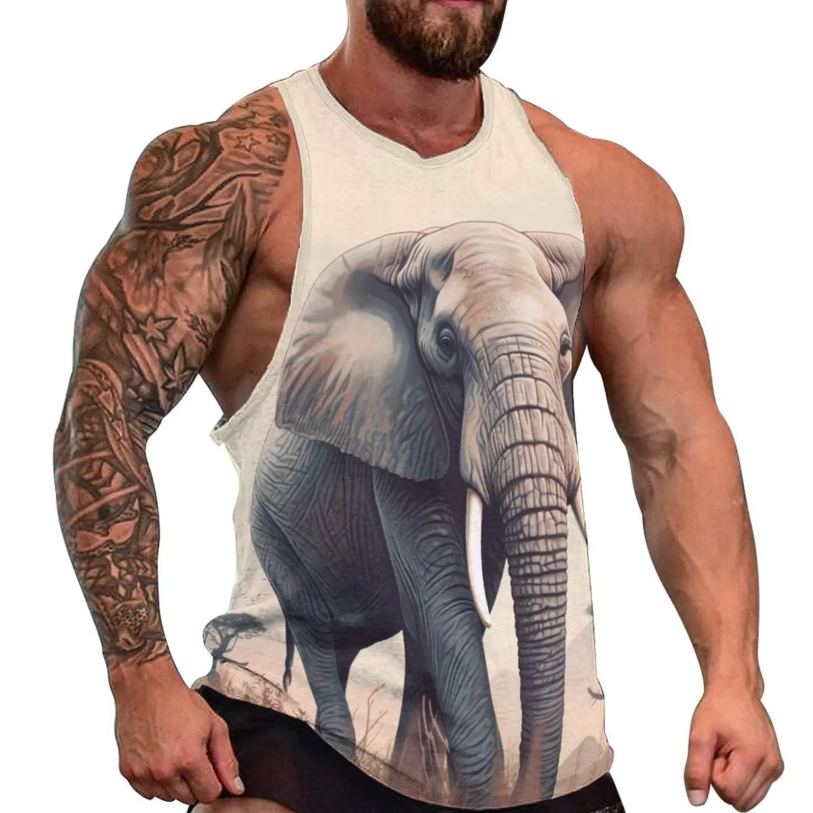 

Летняя майка со слоном, векторные плоские топы с животными, мужские Модные безрукавки большого размера на заказ