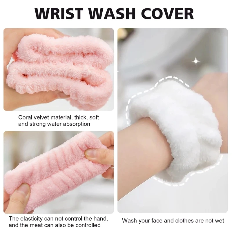 Reusable Wrist Washband Prevent Wetness Soft Microfiber Towel Wristbands For Women Washing Face Running Sport Wrist Sweatband images - 6