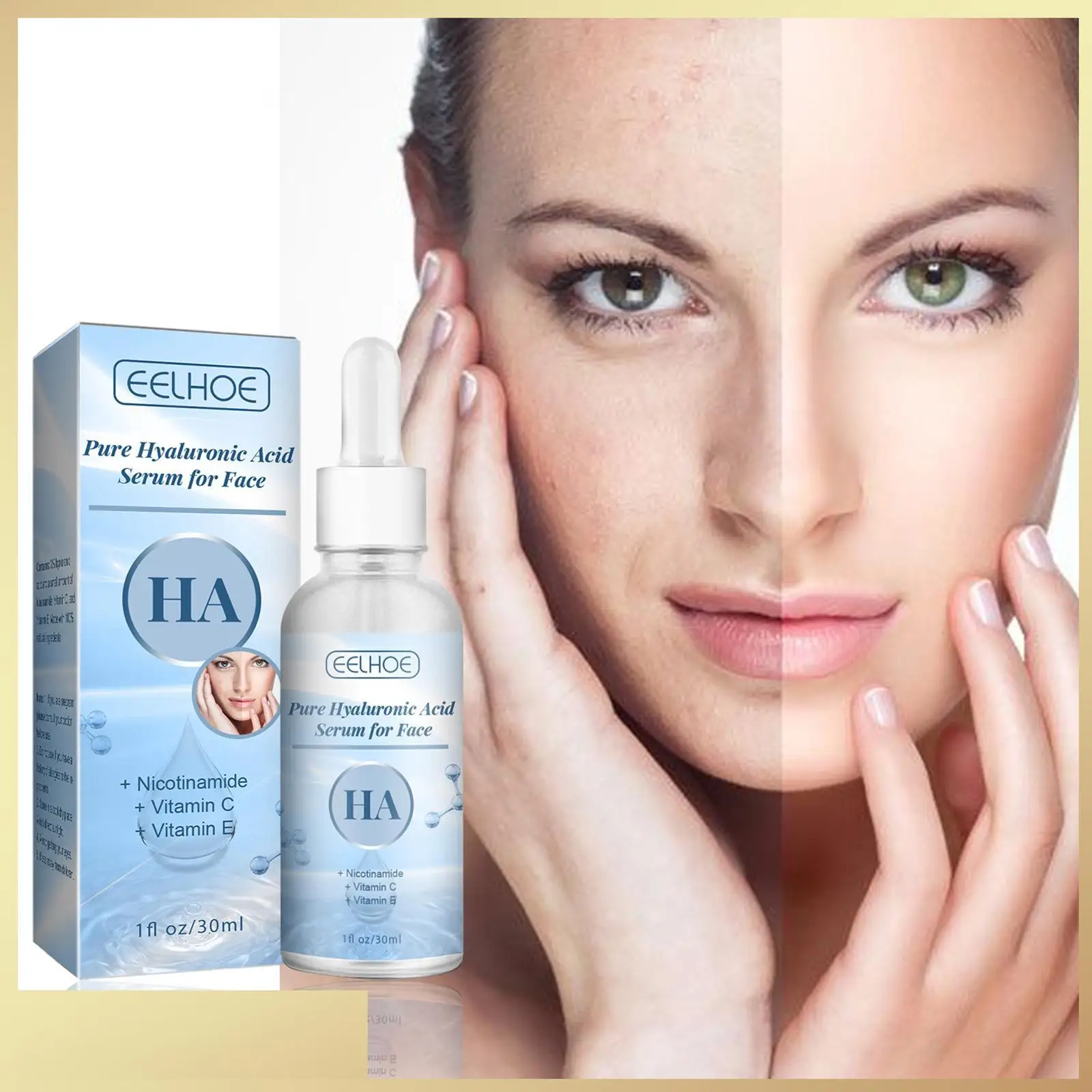 

30ml Hyaluronic Acid Shrink Pore Moisturizing Face Serum Niacinamide Whitening Brighten Anti-wrinkle Dark Spot Remover Skin Care