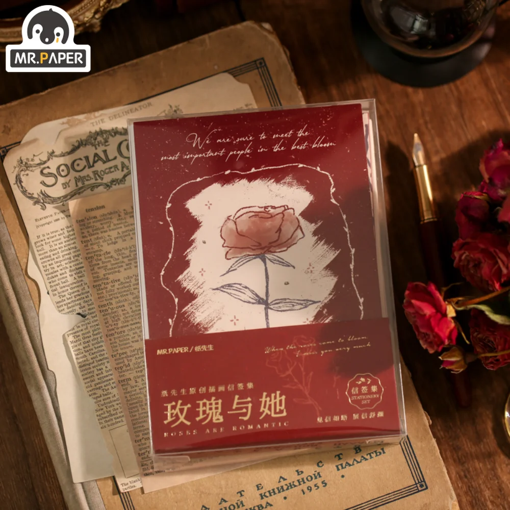 

Mr. Paper Single 26 шт/уп красивый розовый конверт открытка с буквенным печатью паста поздравительная открытка ручная учётная запись декоративная ...