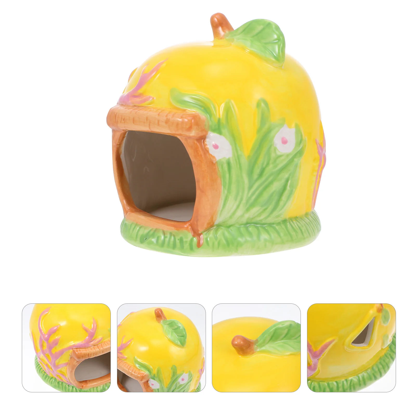 

Small Ceramic Critter Bath Fruit Shaped Hamster House Summer Cooling Cave Hideout Hut Nest for Dwarf Hamsters Gerbils Rat