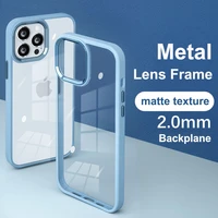 fashion metal lens frame button phone case for iphone 13 12 11 pro x xr xs max 6 6s 7 8 plus shockproof matte cover