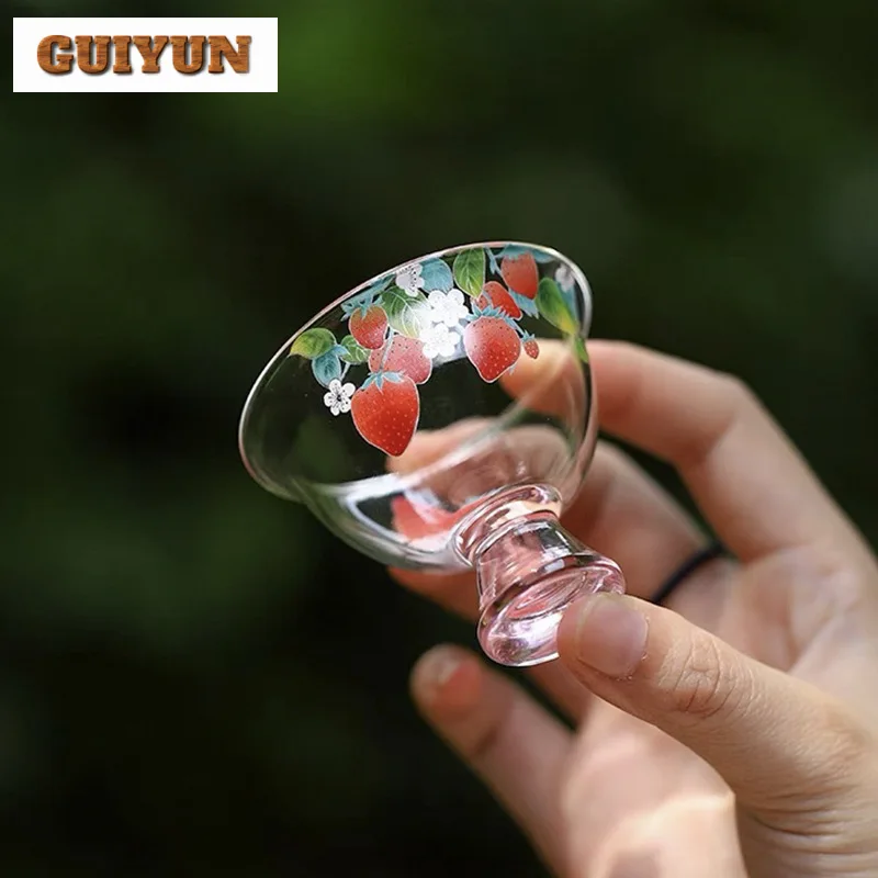 2 шт./набор маленькая термостойкая стеклянная чашка с клубничкой 45 мл