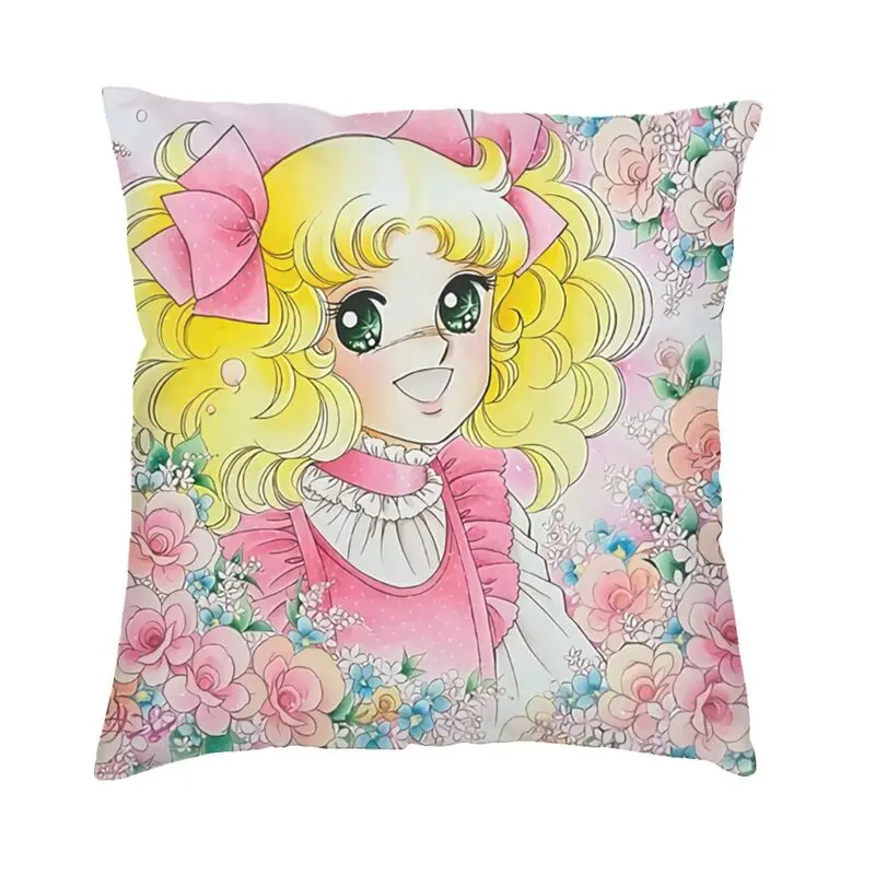 

Чехлы в скандинавском стиле с рисунком аниме манги конфетных цветов, 45x45 см, Мягкая Наволочка для дивана, квадратная наволочка для подушки, д...