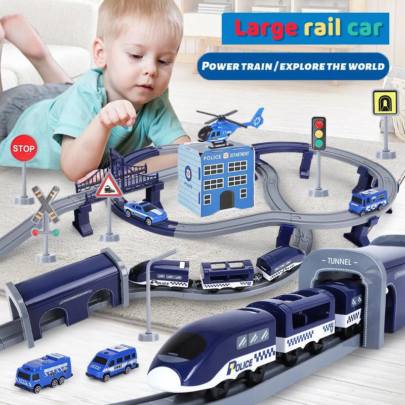 

Electric Train Toy Set Car Railway Tracks Diecast Model Building Block Educational Game Boy Rail Car Toys For Children Kids Gift