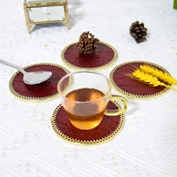 coasters original luxury high grade handmade coaster stained glass thermal conductive mat round brown cherry blossom coaster