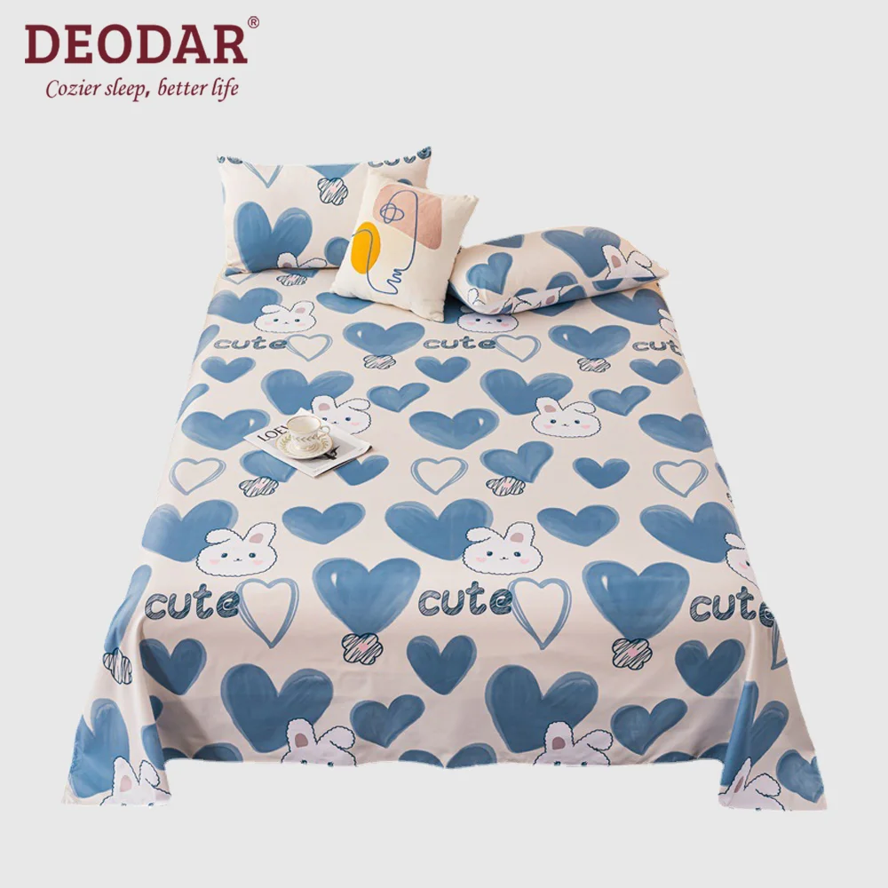 

DEODAR 1pc 100% Polyester Quality Four Seasons Fitted Sheet Soft Skin Affinity Easy Care for Sleeping Naked (no Pillowcases)