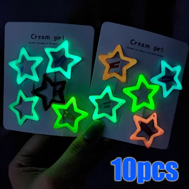 Ful Glow In The Dark Star Heart Hairpin Bb Snap Clips Luminous Barrettes Girls Hair Grip Kid Headdress Accessories