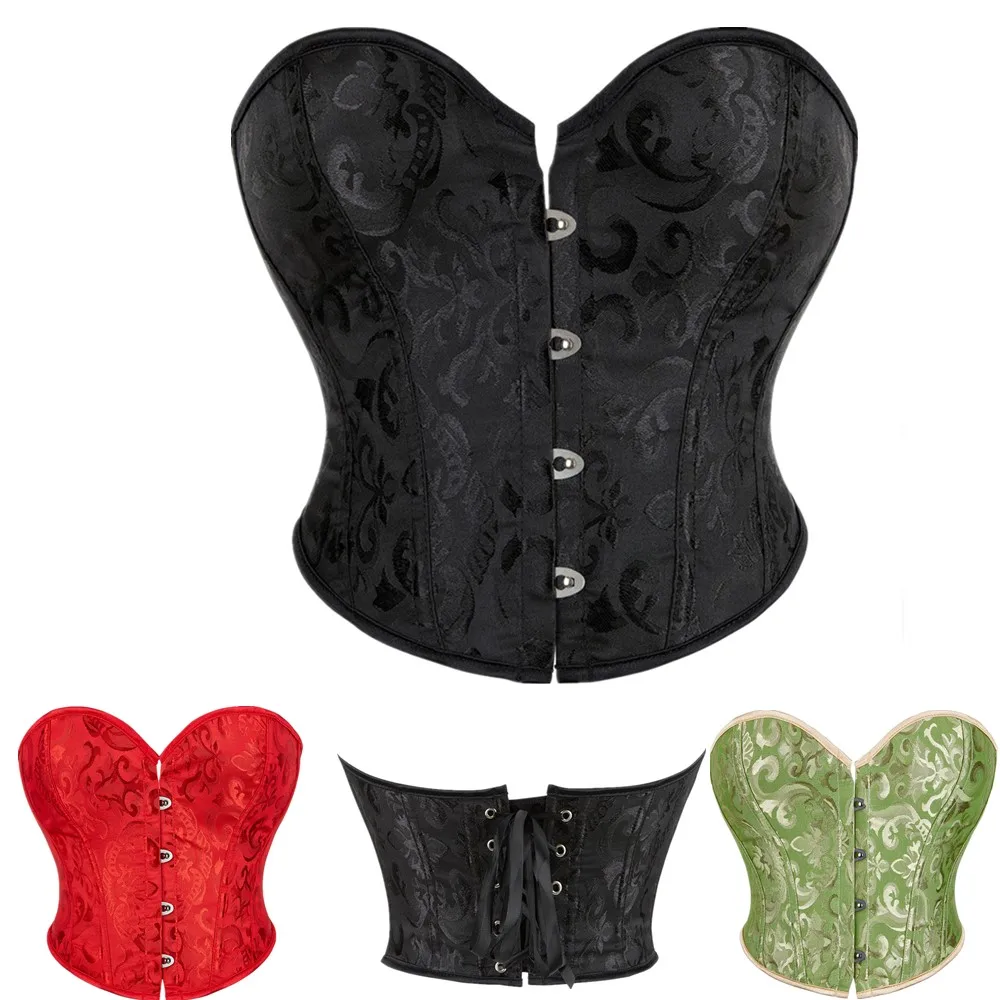

Женское нижнее белье, женский сексуальный корсет на шнуровке, большие размеры, парчовые кроп-топы, жилет, костюм, черный, зеленый, красный
