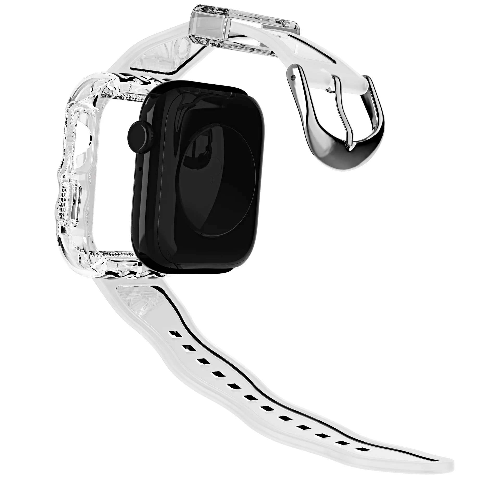 Glitter Band+Case For Apple Watch 41mm 45mm 42mm 38mm 44mm 40mm Clear Bracelet Strap For iWatch Series 8 7 6 SE 5 4 Accessories