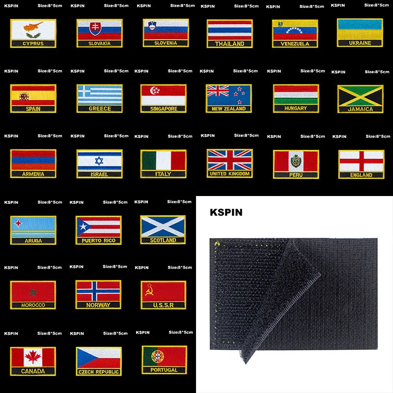 

National Flag Patch Hook Loop Cyprus Slovakia Slovenia Badges Armband 3D Stick on Jacket Backpack Stickers