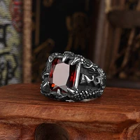 316 stainless steel ring retro dragon claw zircon inlaid skull high quality punk men boyfriend creative jewelry gift wholesale