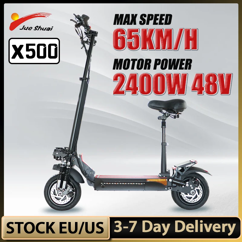

Jueshaui X500 75KM Long Range Electric Scooter 48V 18A Battery EScooter 2400W Dual Motor Trotinette Électrique 65KM/H Max Speed