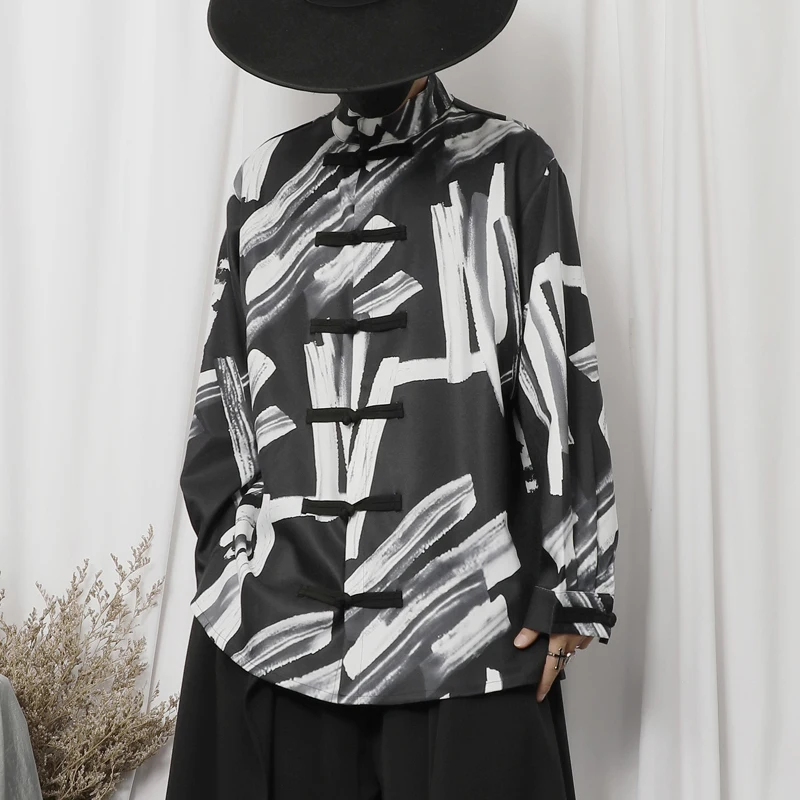 

Рубашка мужская Свободная с длинным рукавом и воротником, на пуговицах