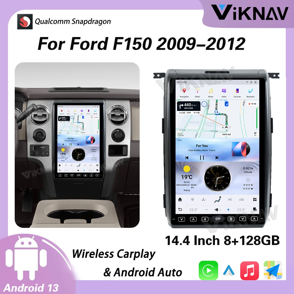 Viknav 14 4-дюймовый автомобильный радиоприемник для Ford F150 2009-2012 беспроводной Carplay