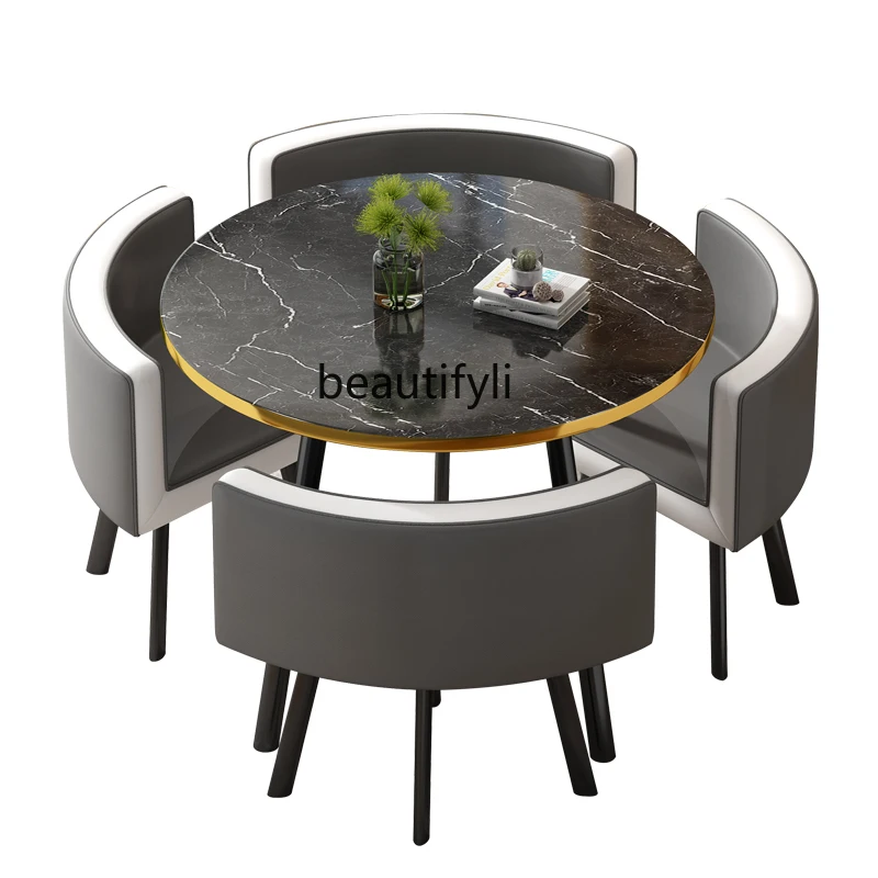 

yj Light Luxury Hotel Balcony Small round Table and Chair Combination Sales Office Reception Talk Order Conference Table