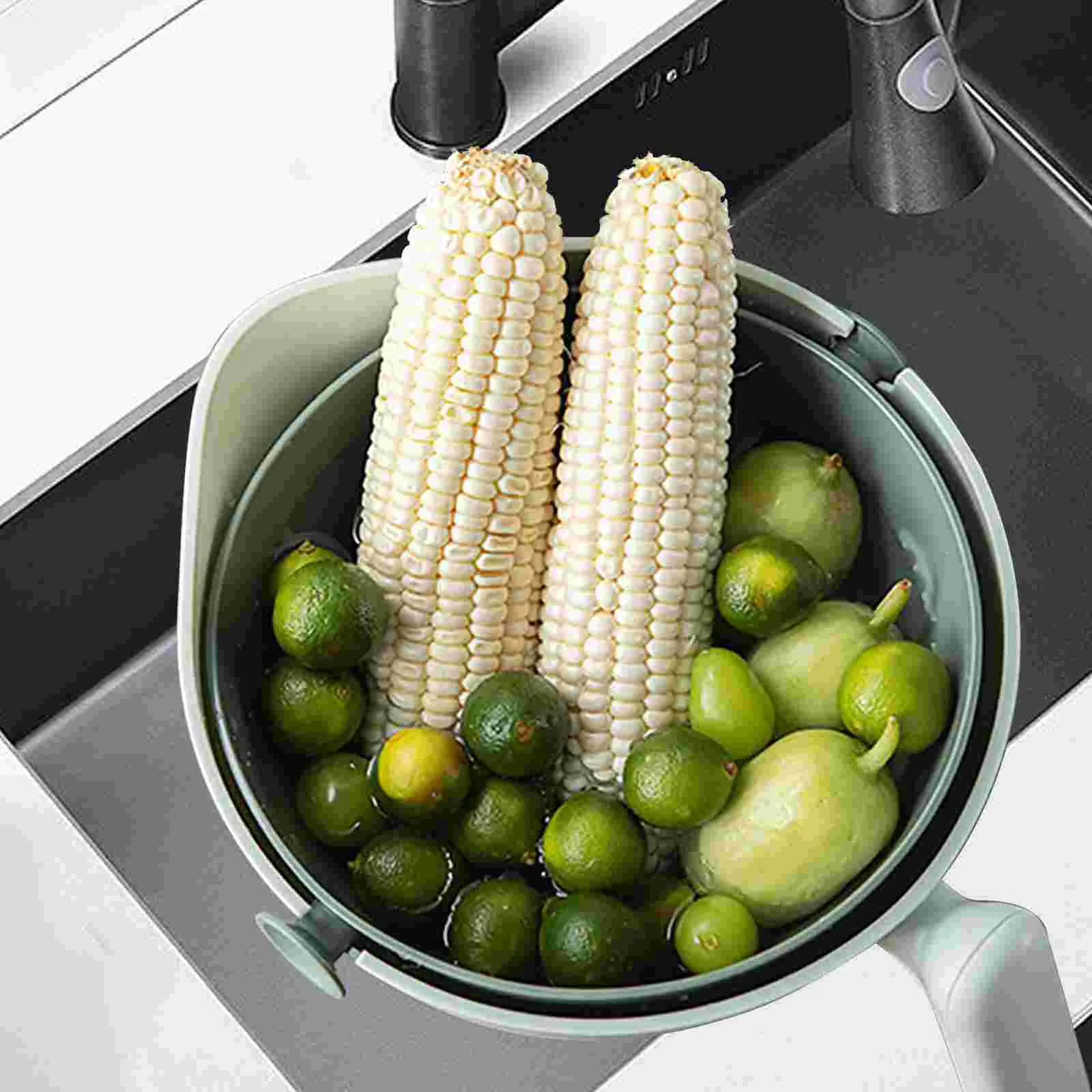 

Double Layer Vegetable Washing Basket Plastic Containers Drainer Kitchen Colander Strainer Abs Colanders