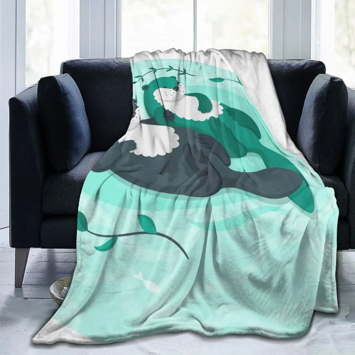 

Flannel Blanket Otters Swimming Soft Thin Fleece Blanket Bedspread Cover for Bed Sofa Home Decor Dropship