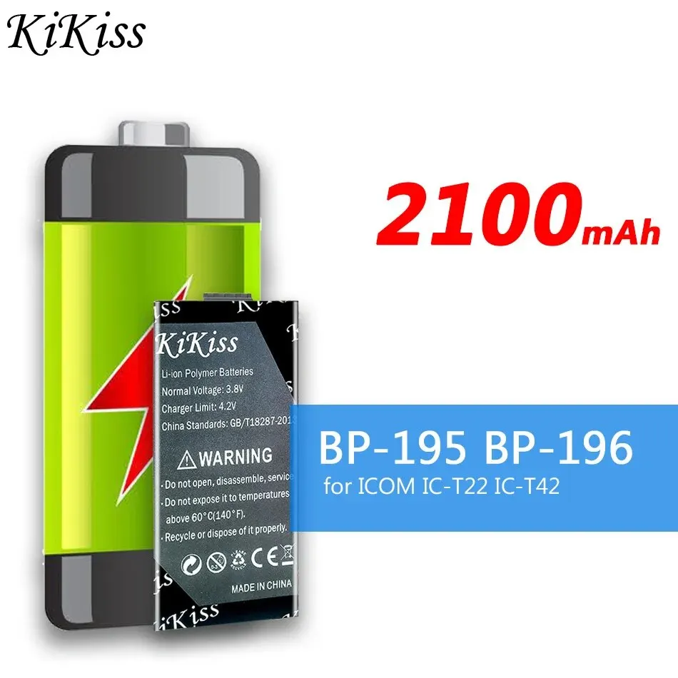 

Original KiKiss Battery BP-195 BP-196 2100mAh for ICOM IC-T22 IC-T42 IC-A4 IC-F3S IC-T2A IC-40S Air Band Transceiver FM Radios