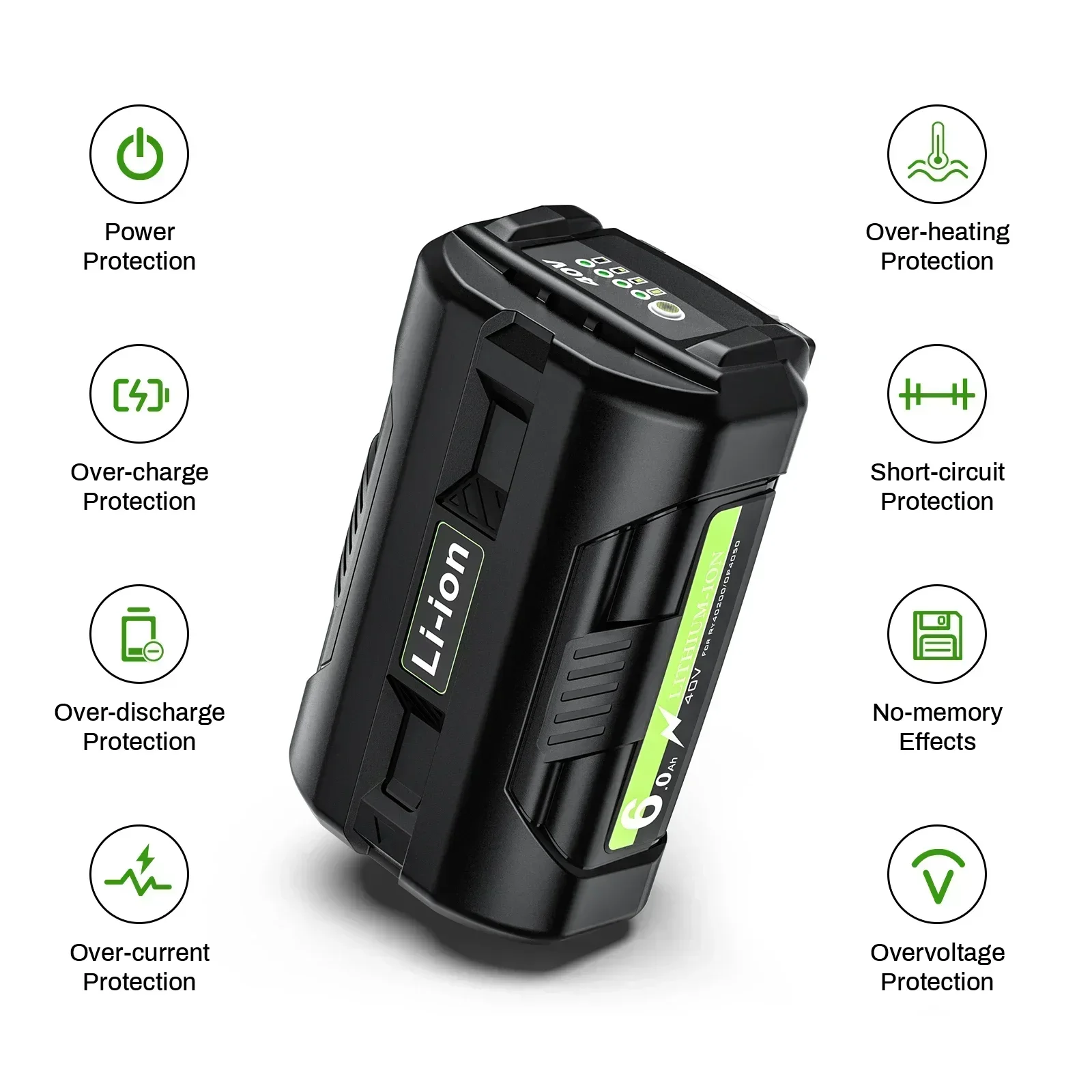 Литий-ионный аккумулятор 40 В 6000 мАч для Ryobi OP4040 OP4026 OP4030 OP4050 OP4060A OP40201 OP40301 коллекция