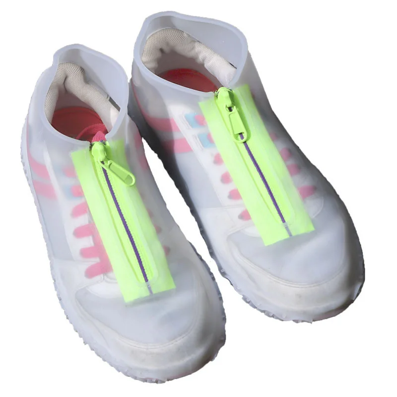

Резиновые Нескользящие многоразовые чехлы на молнии для мужчин и женщин, силиконовые водонепроницаемые туфли от дождя, обувь унисекс, белые