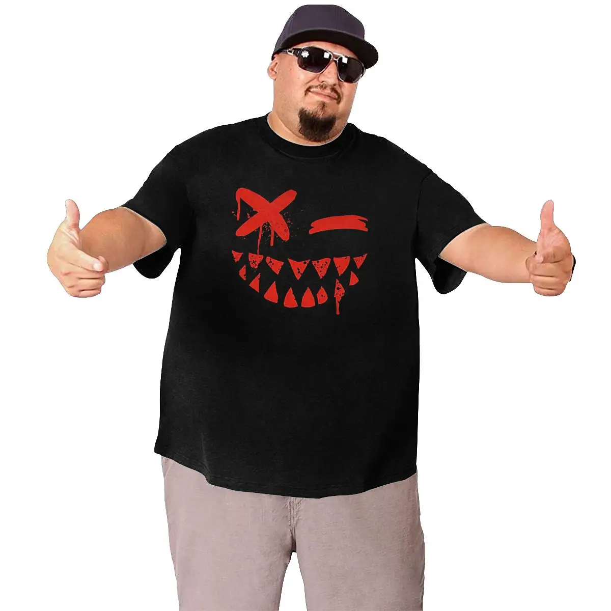 

Teeth Smile Black T Shirts Oversized T-shirt for Men Short Sleeve Plus Size Clothing for Big Tall Man Men's Oversize Top Tees