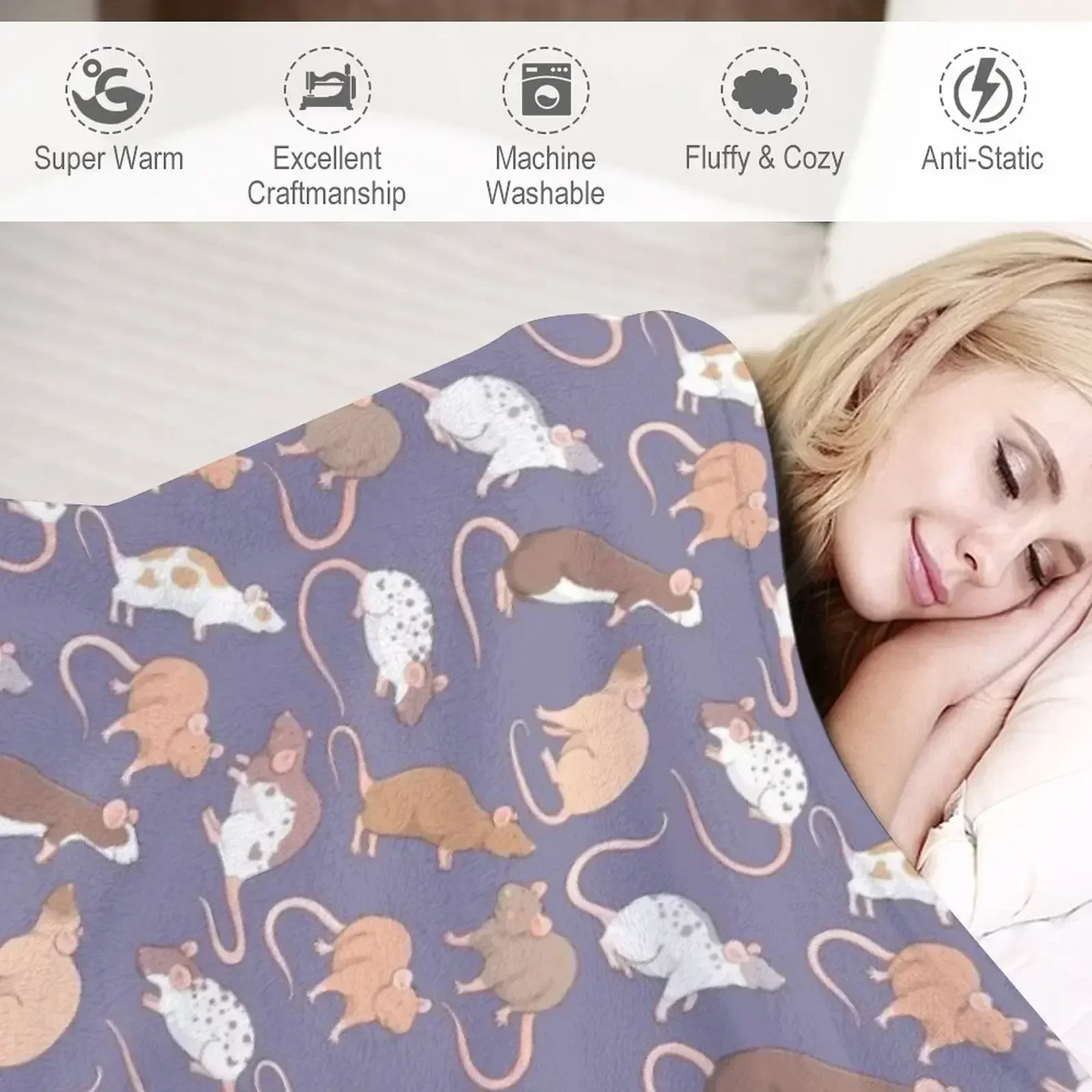 Милый хратер крыс против шиферно-серого фона от Whimsicolourart плед милый гигантский