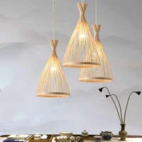 modern style woven handmade bamboo led chandelier for dining room aisle bedroom garden study e27 lighting fixtures