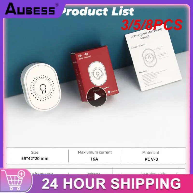 

3/5/8PCS Tuya Wifi Rf433 App Control 16a 2-way Control Smart Breaker Diy Smart Home Voice Work With Amazon Google Home