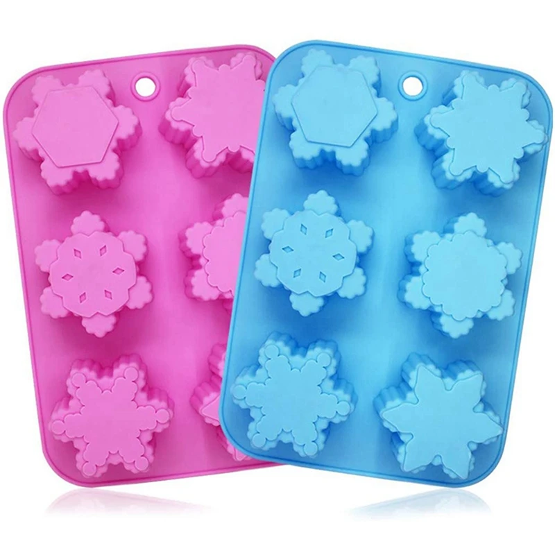 

2Pcs 6 Cavity Christmas Snowflake Silicone Cake Soap Mold DIY Handmade Pudding Chocolate Mold Kitchen Baking Tools