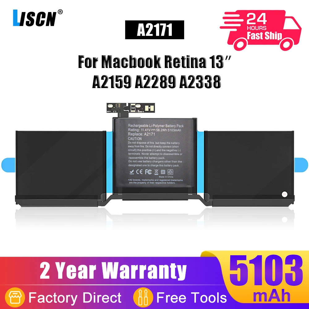 LISCN 58 2 Втч A2171 Аккумулятор для ноутбука Apple MacBook Retina 13 3 дюйма A2159 (2019 года) A2289 (2020 год)