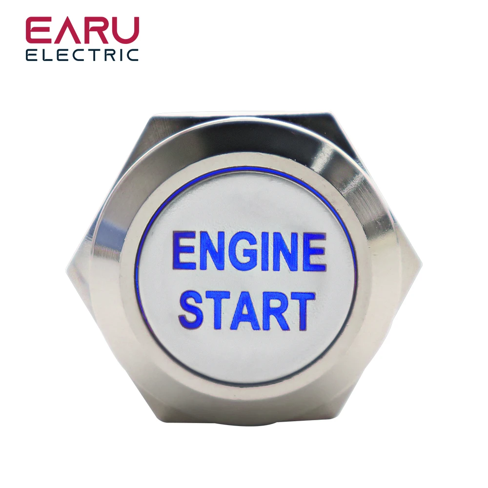 Металлический кнопочный переключатель EARUELECTRIC 16 мм 12В с подсветкой