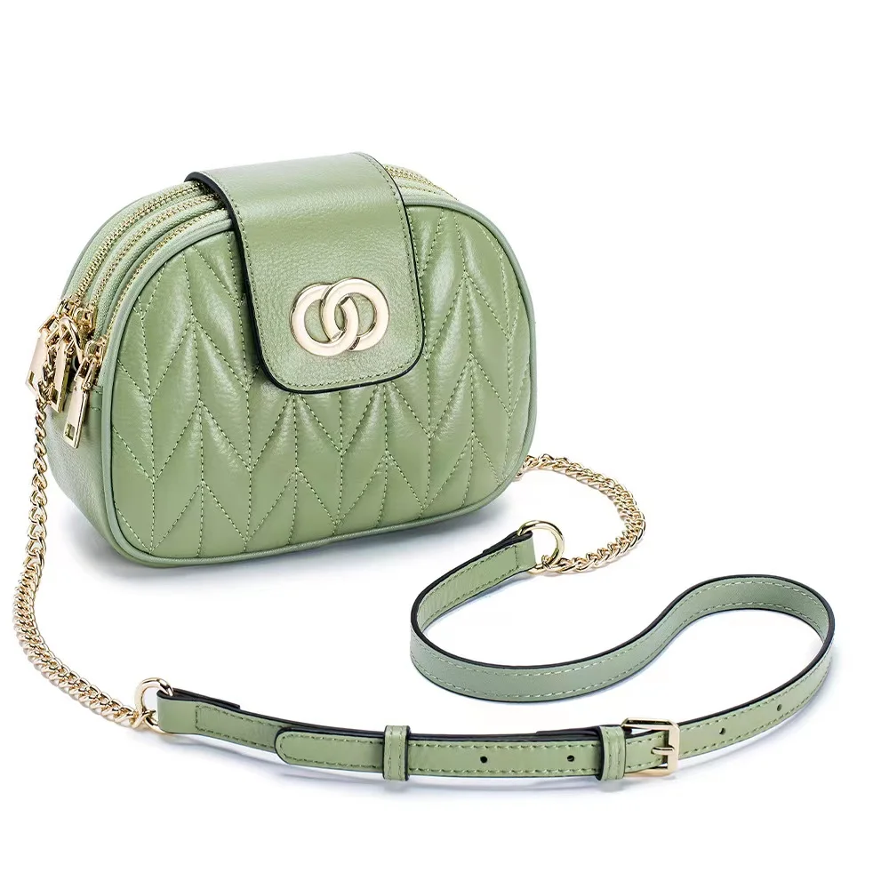 

Genuine Leather chain women's bag 2023 new small Xiangfeng Lingge single shoulder messenger bag versatile fashion bag large capa