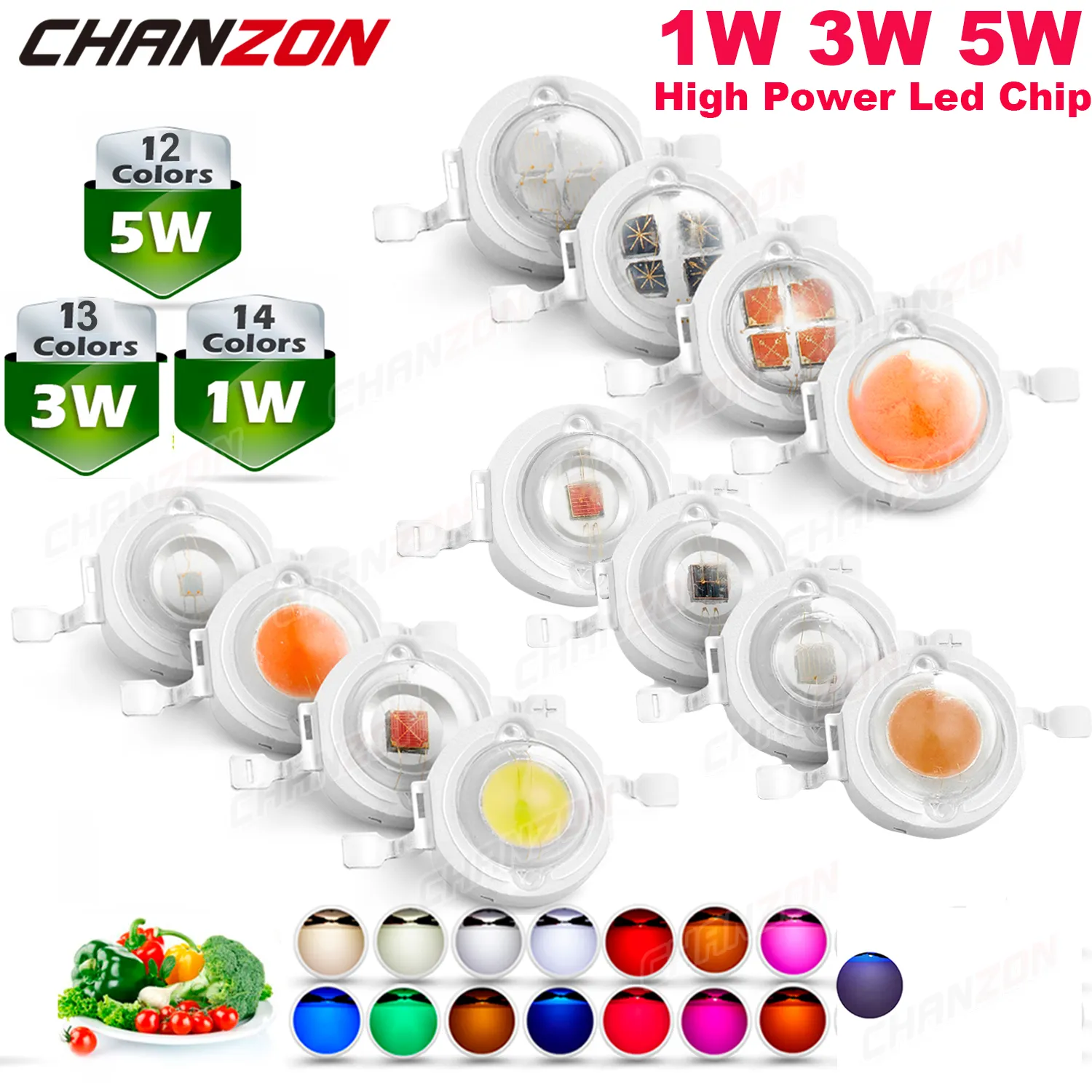 Warm Natural Cold White 1W 3W 5W High Power Smd Led Chip Light Bulb UV Orange Red Blue Yellow Plant Grow Lamp Emitter Diode Bead