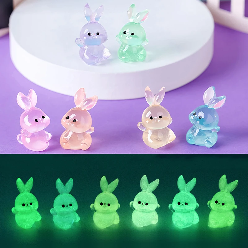 

5Pcs Creative Cute Luminous Bunny Ornaments DIY Home Figurines Miniatures Gardening Moss Landscaping Decor Crafts