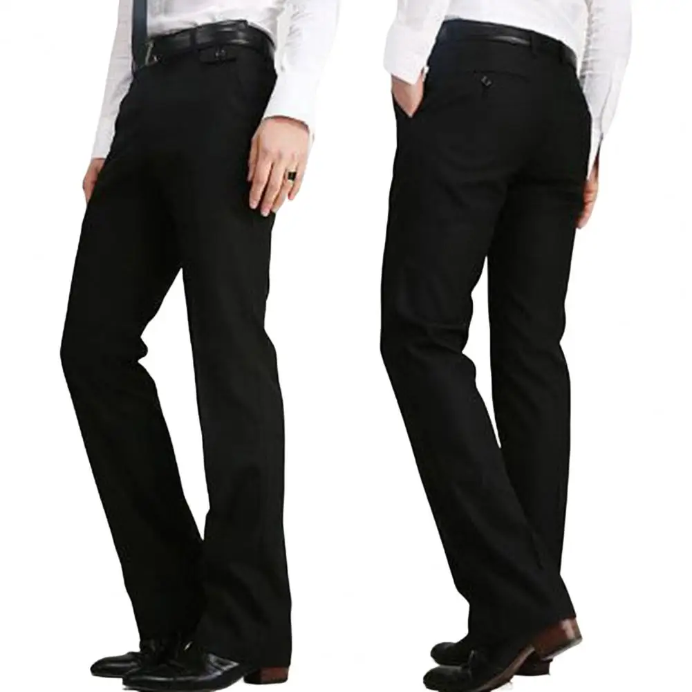 

Suit Pants Anti-pilling Zipper Button Fly Comfy Simple Casual Straight Leg Loose Business Trousers Casual Trousers Versatile