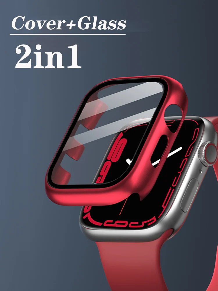 

Стекло и крышка для Apple Watch Φ 44 мм 40 мм 45 мм 41 мм 42 мм 38 мм, аксессуары с покрытием, защита экрана iWatch series 8 7 6 5 4 3 se