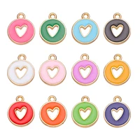 20pcs 1214mm round heart enamel pendants colored charms for jewelry making accessories womens earrings necklaces diy making
