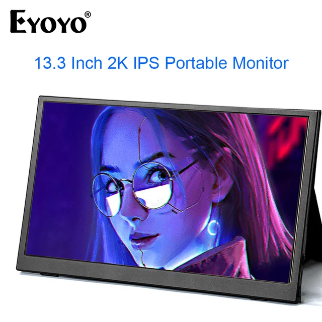 Eyoyo Portable Lightweight 13.3" LCD IPS Screen For Working USB-C HDMI Gaming Monitor 2560x1440 Laptop Computer Display Extender 1