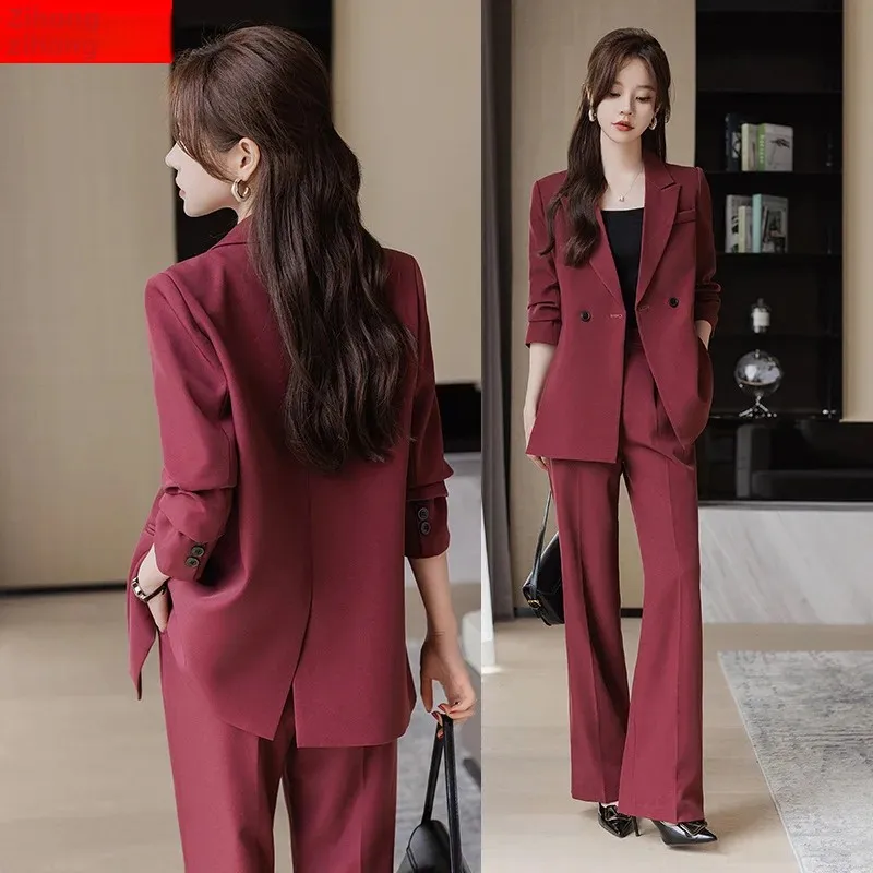 2023 New Women's Autumn Fashion High-End Casual Suit Wide-Leg 2-Piece Set Design Sensibility Tie-Dye Colors Female |