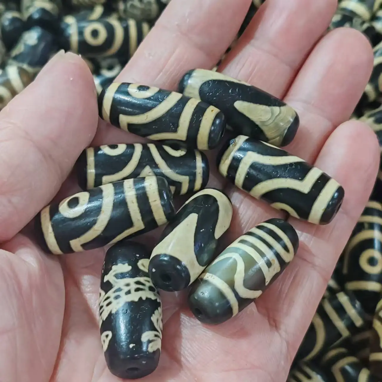 100 шт./лот натуральный многоцветный старый агат дзи оптом линии выветривания