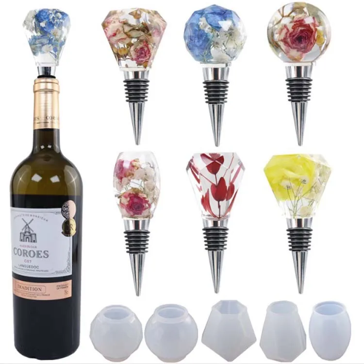 

Diy Crystal Epoxy Resin Red Wine Stopper Diamond Three-dimensional Geometric Spherical Mirror Silicone Mold