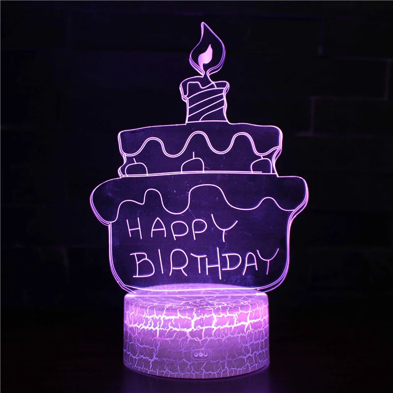 Happy Birthday 3D Illusion Lamp Led Night Light 16 Colors Changing USB Room Table Lamp Mothers Day Gifts from Daughter or Son