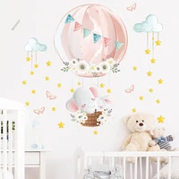 cartoon hot air balloon wall stickers for kids room girls room decoration elephant bunny wall decals home decor art wallpapers